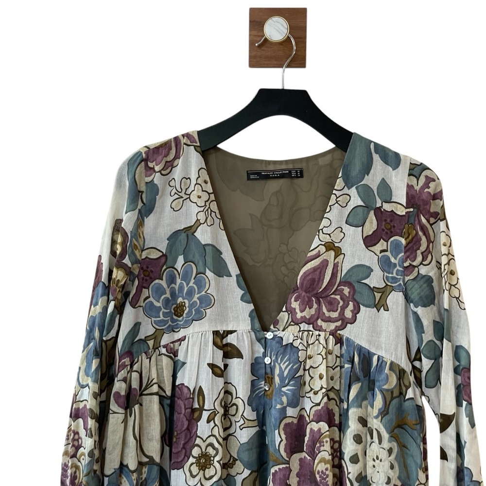 Zara Trafaluc Collection Boho Floral Mini Tunic Dress - Picture 4 of 14